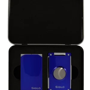 Coffret Siglo Briquet Twin & Coupe-Cigare Bleu