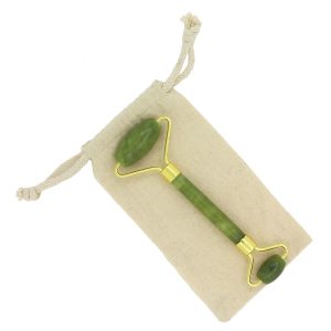 1 Masseur Visage en Pierre de Jade – Vert + Housse
