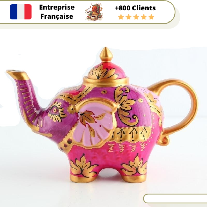 Théière en Porcelaine Éléphant Rose 800ml