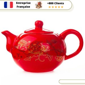 Théière en Porcelaine Ronde Rouge 200ml