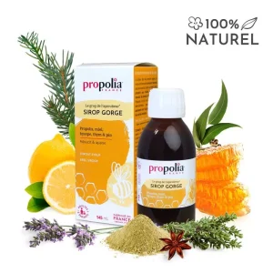 Sirop Gorge Propolis Miel Hysope Thym et Pin Bio 145 ml – Propolia