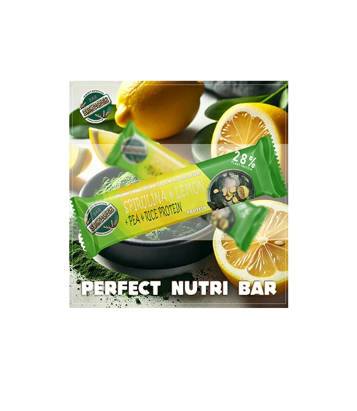 Perfect Nutri Bar – Spiruline, Pois, Citron, Protéine de Riz – 40 g 🍃🍋
